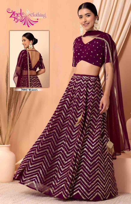 Zeel Clothing vol 33 Georgette maroon Designer lehenga choli wholesale market in Delhi
